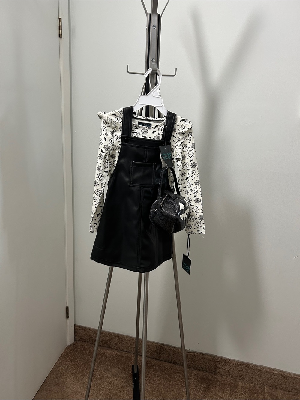 NWT Cynthia Rowley Halloween costume Black Faux Leather Jumper for girls size 4T